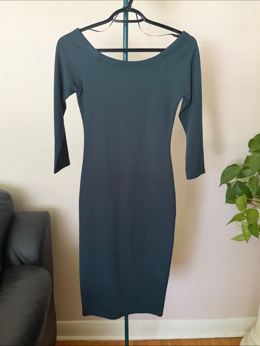 Zara Teal Boatneck Midi Bodycon Dress
